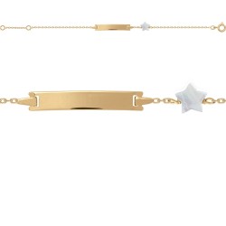 BRACELET ID BB 13+2CM P.OR PL RECT ET ETOILE NACRE