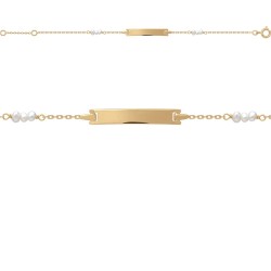 BRACELET ID BB 13+2CM P.OR PL RECT ET PERLES D EAU DOUCE 3/3