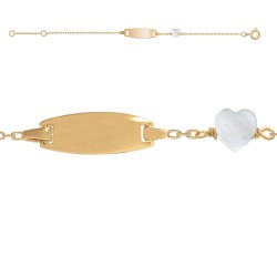 BRACELET ID BB 12+2CM P.OR PL OVALE ET COEUR NACRE