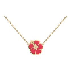 COLLIER 42CM POR HIBISCUS ROUGE