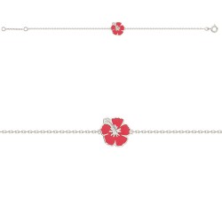 BRACELET 18CM AGT HIBISCUS ROUGE