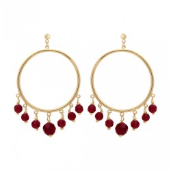 BO P.OR PENDANT CERCLE ET P.VERRE GRENAT