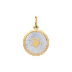 PENDENTIF P.OR MEDAILLON TORTUE FD NACRE