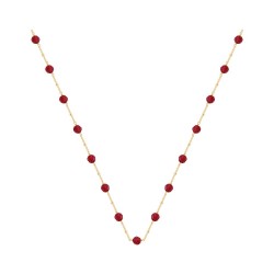 COLLIER 45CM P.OR MAILLE BOULES ET PERLES GRENAT