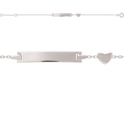 BRACELET ID BB 13+2CM AGT PL RECT ET COEUR PLEIN