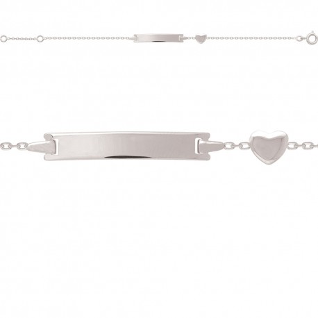 BRACELET ID BB 13+2CM AGT PL RECT ET COEUR PLEIN