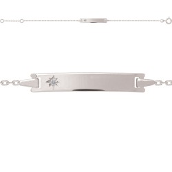 BRACELET ID BB 13+2CM AGT PL RECT ET ETOILE CZ GRAVEE