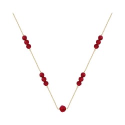 COLLIER 45CM P.OR FORCAT ET PERLES GRENAT