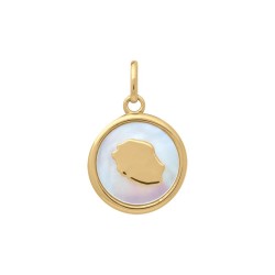 PENDENTIF P.OR MEDAILLON NACRE ET ILE DE LA REUNION