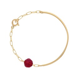 BRACELET P.OR DEMI JONC PERLE GRENAT