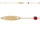 BRACELET 16CM IDENTITE P.OR PERLE GRENAT