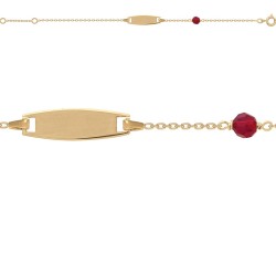 BRACELET 16CM IDENTITE P.OR PERLE GRENAT