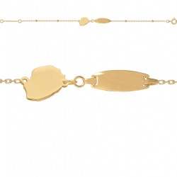 BRACELET 16CM ID BB OVALE CH BOULES ET ILE DE LA REUNION