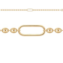 BRACELET 20CM P.OR OVAL ET GRAINS DE CAFE