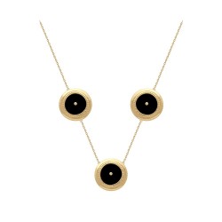 COLLIER 45CM P.OR 3 TETES COL NOIR