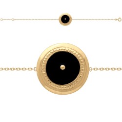 BRACELET 20CM P.OR 3 TETES NOIR