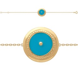 BRACELET 20CM P.OR 3 TETES TURQUOISE