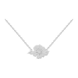 COLLIER 42CM ARGT FLEUR HIBISCUS