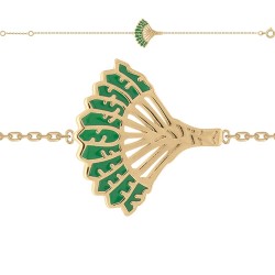 BRACELET 18CM POR ARBRE DU VOYAGEUR EMAIL VERT