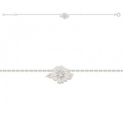BRACELET 18CM ARGT FLEUR HIBISCUS