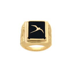 BAGUE P.OR CHEVALIERE PAILLE EN QUEUE