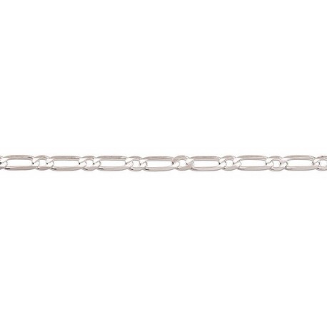 Larg. 4,8 mm - lg. 60 cm - Chaîne argent - ultra plate alternée - poids : 17,7 gr