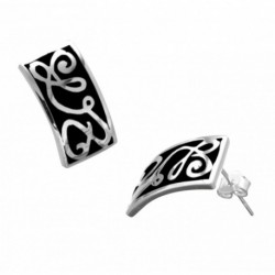 BOUCLE D OREILLE FANTAISIE, FINITION ARGENTEE