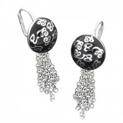 BOUCLE D OREILLE FANTAISIE, FINITION ARGENTEE