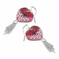 BOUCLE D OREILLE FANTAISIE, FINITION ARGENTEE