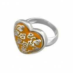 BAGUE COEUR RESINE ORANGE DECOR LETTRES LZ 56