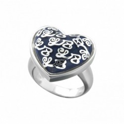 BAGUE COEUR RESINE DARK BLUE DECOR LETTRES LZ 56