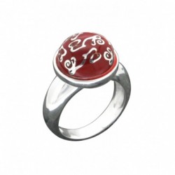 BAGUE DEMIE BOULE RESINE ROUGE DECOR LETTRES LZ TAILLE 56