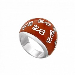 BAGUE BOMBEE RESINE ORANGE DECOR LETTRES LZ TAILLE 56