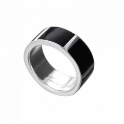 BAGUE ANNEAU STRIPES & RESINE BLACK TAILLE 56