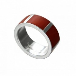 BAGUE ANNEAU STRIPES & RESINE ORANGE TAILLE 56