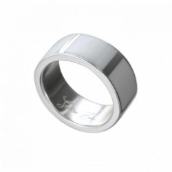 BAGUE ANNEAU STRIPES & RESINE BLANCHE TAILLE 56