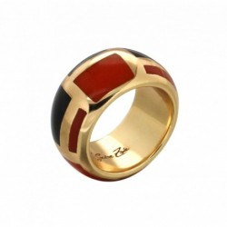 BAGUE RESINE GEOMETRIE BLACK & ORANGE TAILLE 56