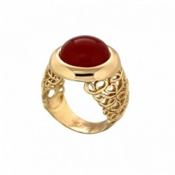 BAGUE CORPS VOLUTES FIL LZ CABOCHON RESINE ROUGE TAILLE 56