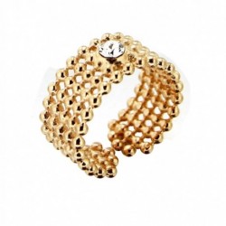 BAGUE JONC OUVERT MULTI BOULES ORNEE D UN CRISTAL DE SWAROVSKI BLANC AJUSTABLE