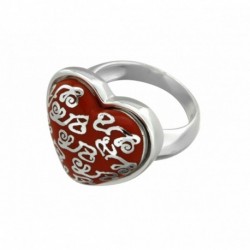 BAGUE COEUR RESINE ROUGE DECOR LETTRES LZ