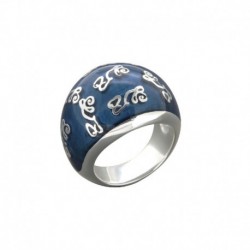 BAGUE BOMBEE RESINE BLEU DECOR LETTRES LZ