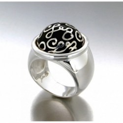 BAGUE DOME RESINE NOIRE