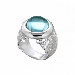 BAGUE CORPS VOLUTES FIL LZ CABOCHON RESINE BLEU