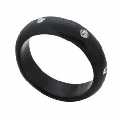BAGUE ANNEAU RESINE NOIRE 6 CRISTAUX DE SWAROVSKI
