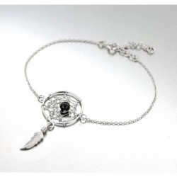 BRAS AG FINE CHAINE 1 MOTIF ATTRAPE REVE 18MM HEMATITE+PLUME