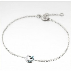 BRACELET ARGENT 925 BALEINE CZ BLEU 18CM