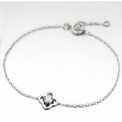 BRACELET ARGENT 925 FLEUR CZ BLANC