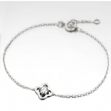 BRACELET ARGENT 925 FLEUR CZ BLANC