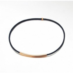 BRACELET ELASTIQUE BLEU TUBE PLAQUE OR