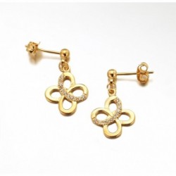 BO PENDANTE PLAQUE OR BOUCLES CZ